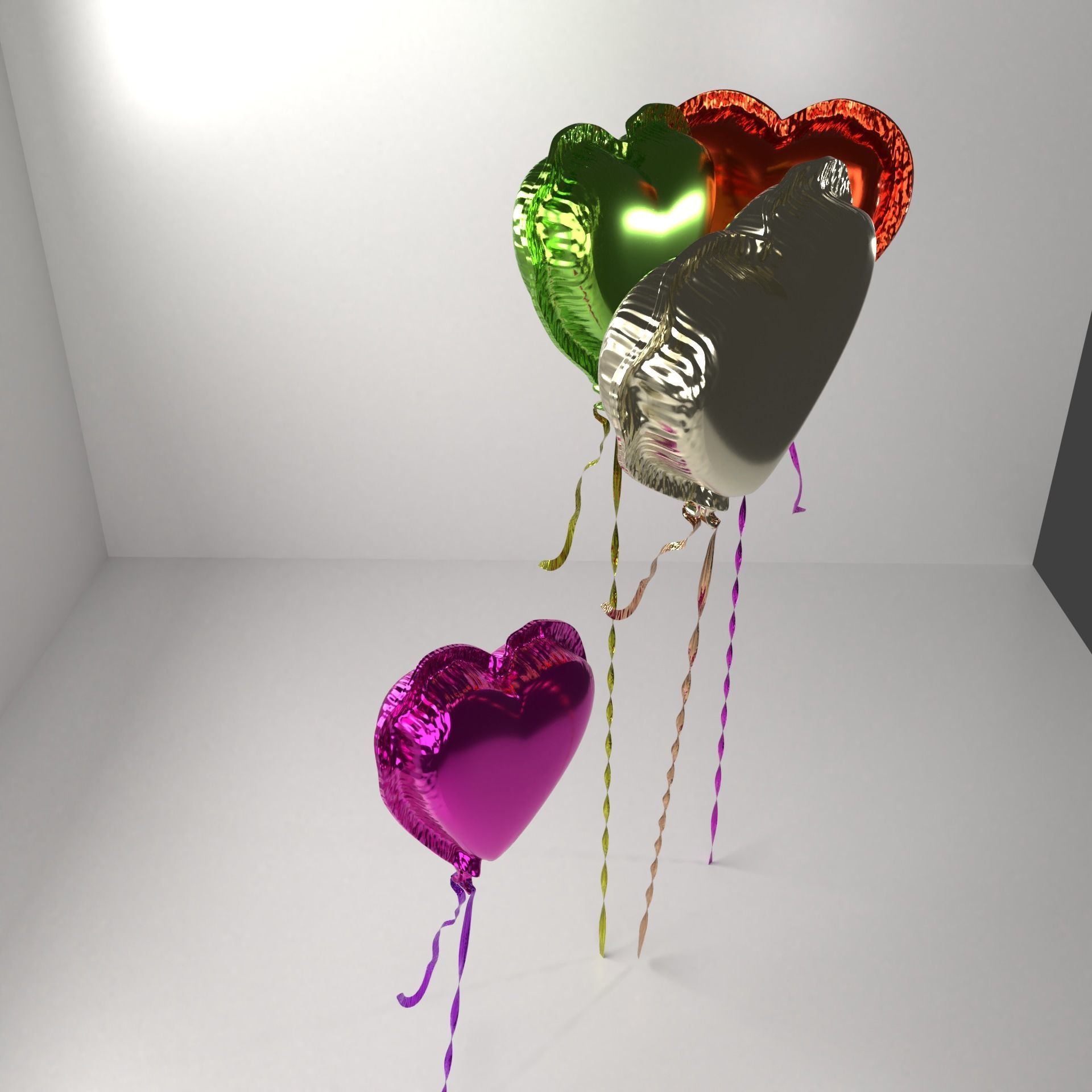 Random Color Heart Shape Aluminum Balloon 3D model_1