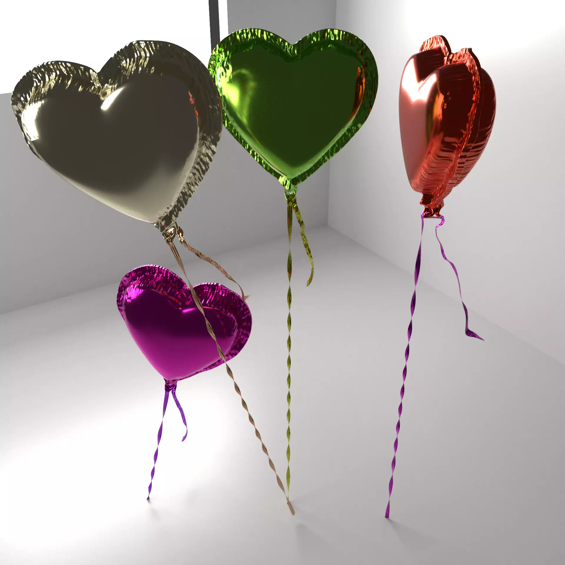 Random Color Heart Shape Aluminum Balloon 3D model_0