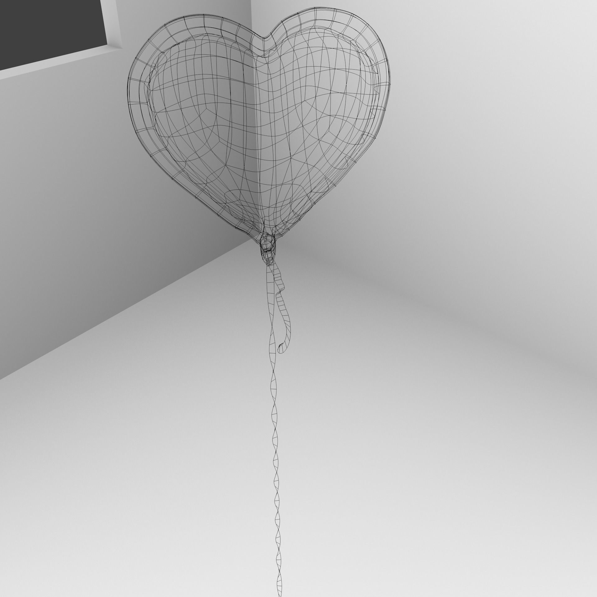 Random Color Heart Shape Aluminum Balloon 3D model_5