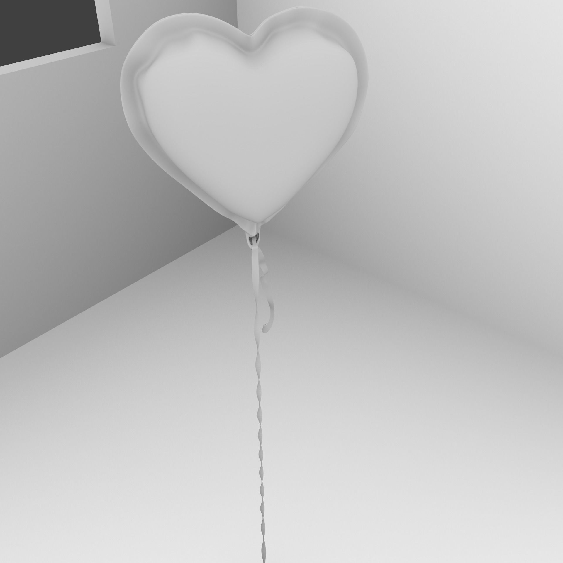 Random Color Heart Shape Aluminum Balloon 3D model_4