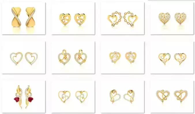25  Love valentine Earrings 3dm render details 3D print model