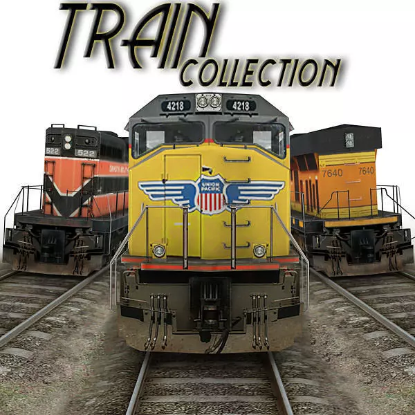 train collection 1 car on tracks Low-poly 3D model_0