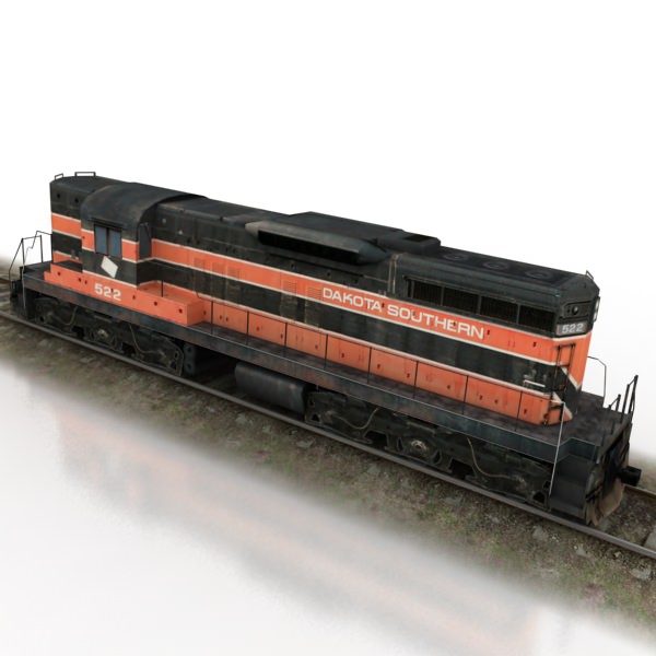 train collection 1 car on tracks Low-poly 3D model_9