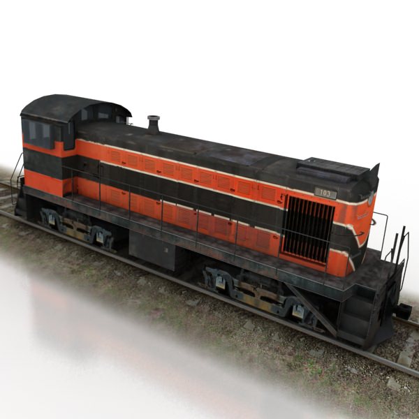 train collection 1 car on tracks Low-poly 3D model_1