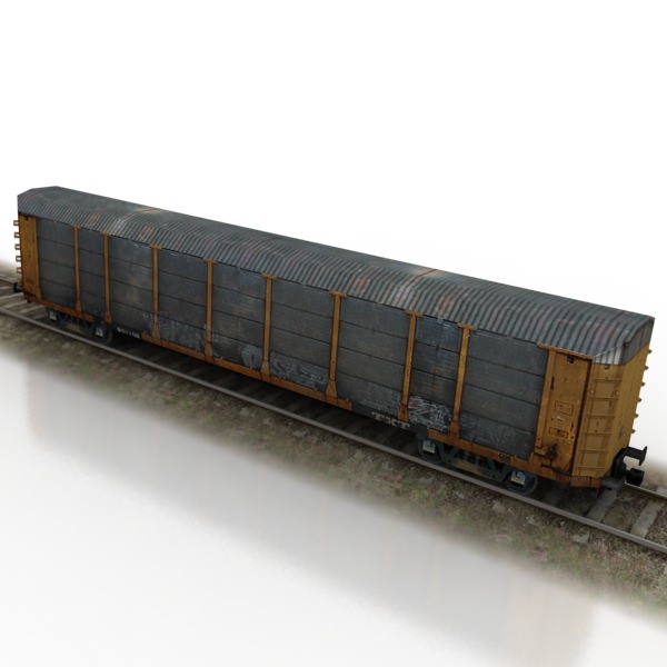 train collection 1 car on tracks Low-poly 3D model_5