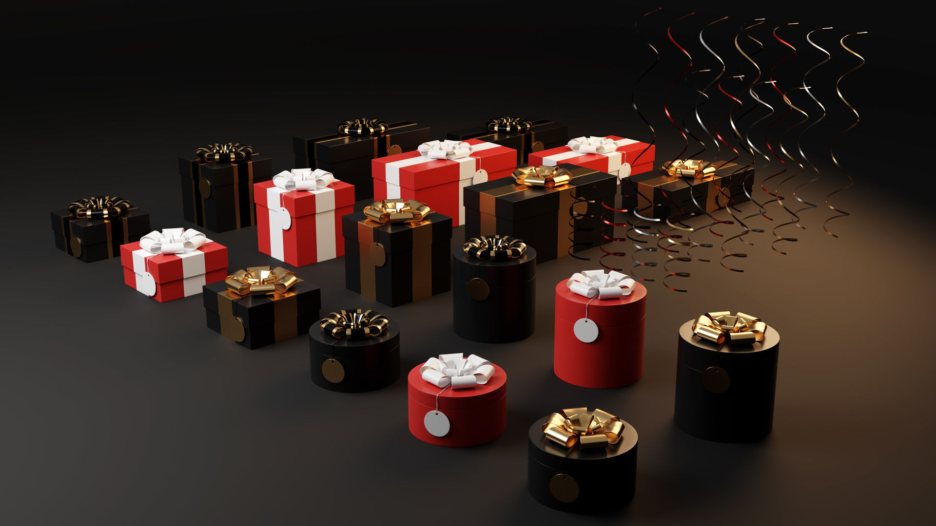 Gift box set of 18 with 16 twirly decorations as a bonus 3D model_1