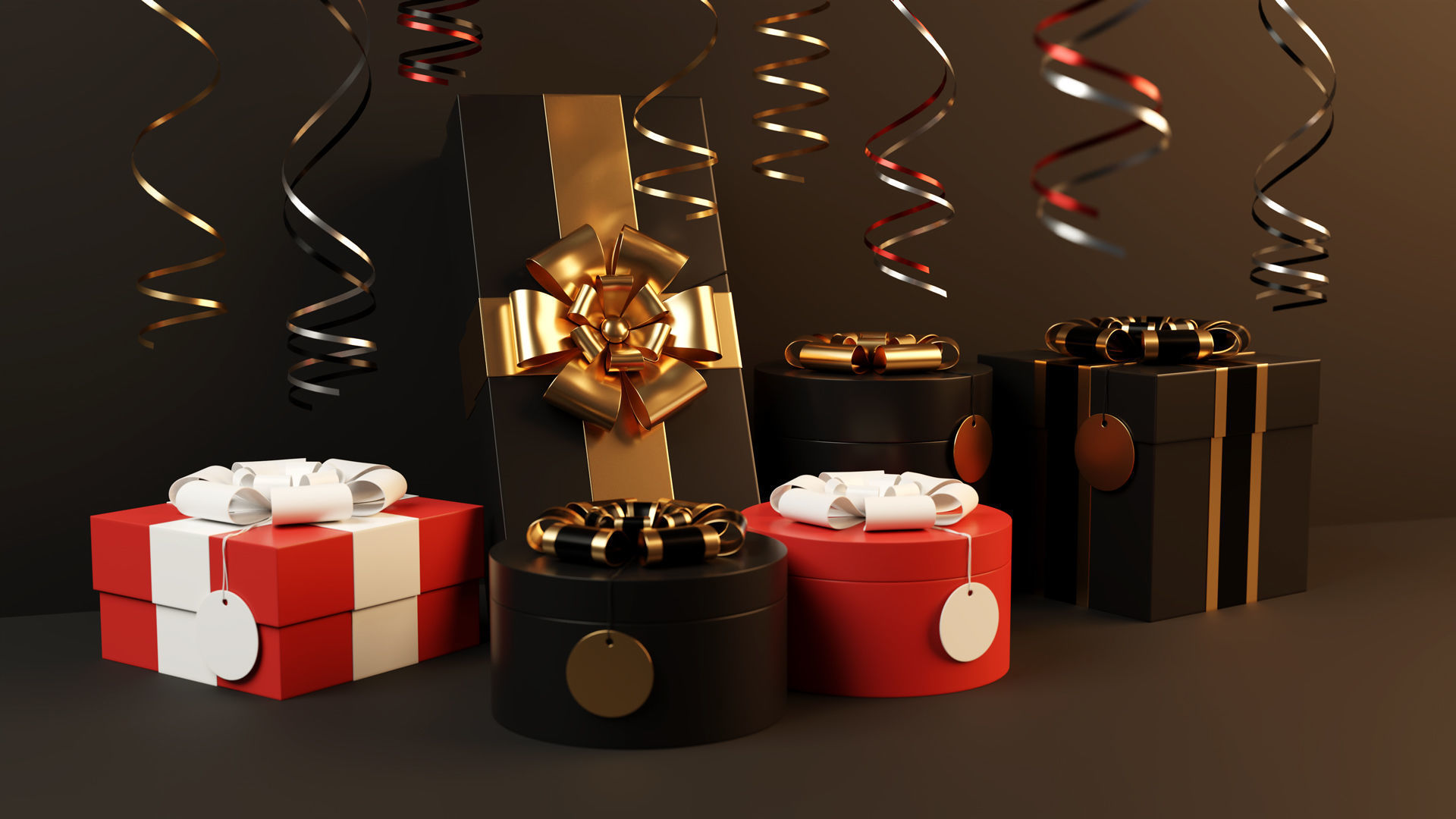 Gift box set of 18 with 16 twirly decorations as a bonus 3D model_3