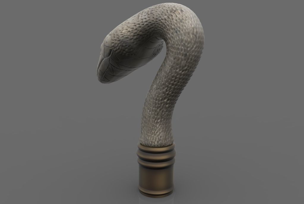 Snake Cane Topper 3D print model_3