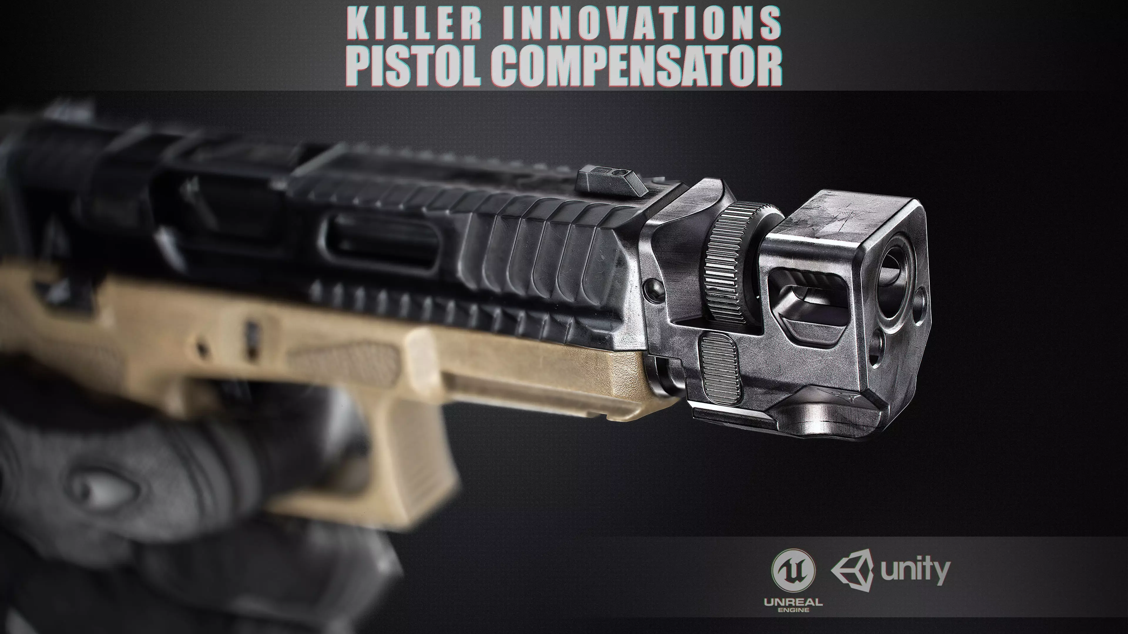 Killer innovations pistol compensator Low-poly 3D model_0