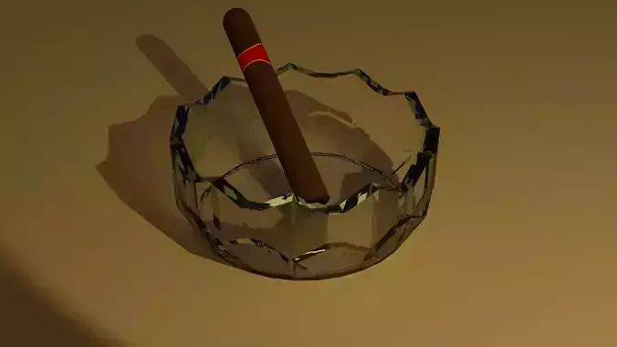 AshTray cigar in glass cup 3D model