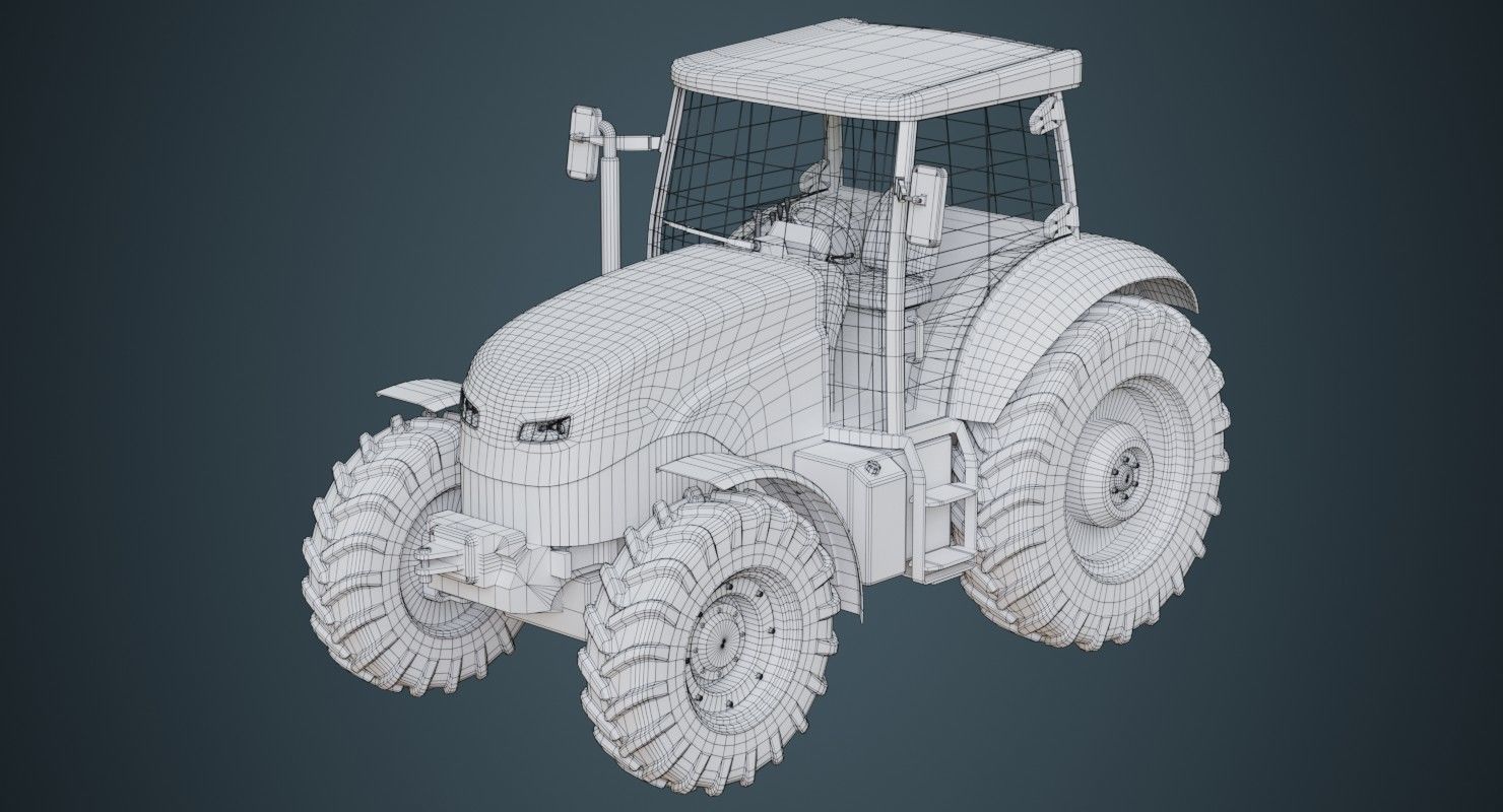 Tractor 1A Low-poly 3D model_11