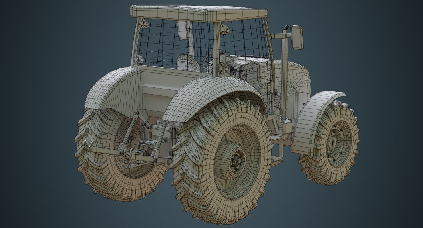 Tractor 1A Low-poly 3D model_12