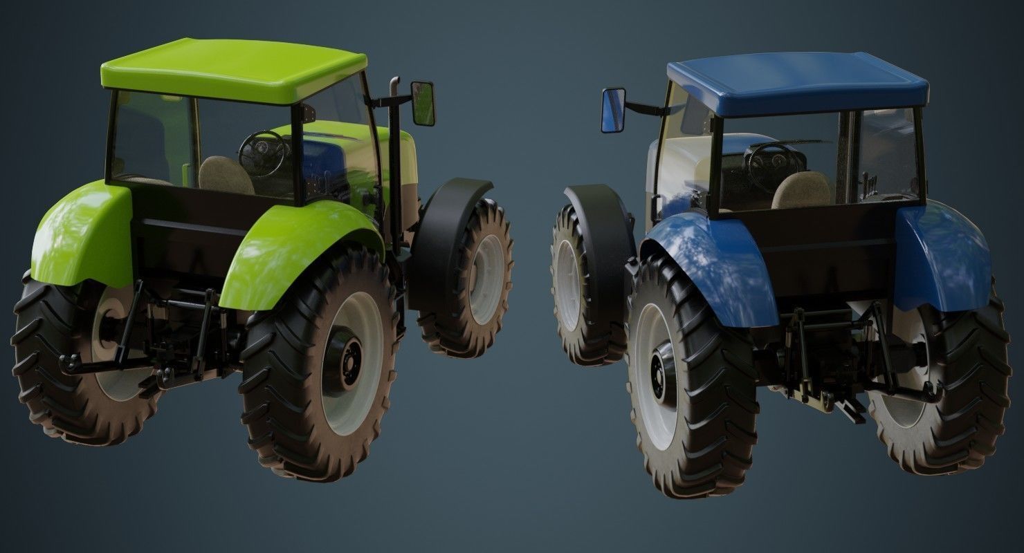 Tractor 1A Low-poly 3D model_1