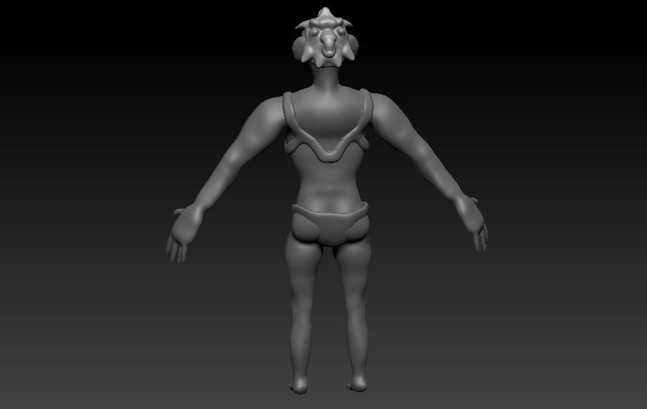 Female body base mesh 3D model_2