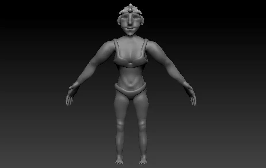 Female body base mesh 3D model_0