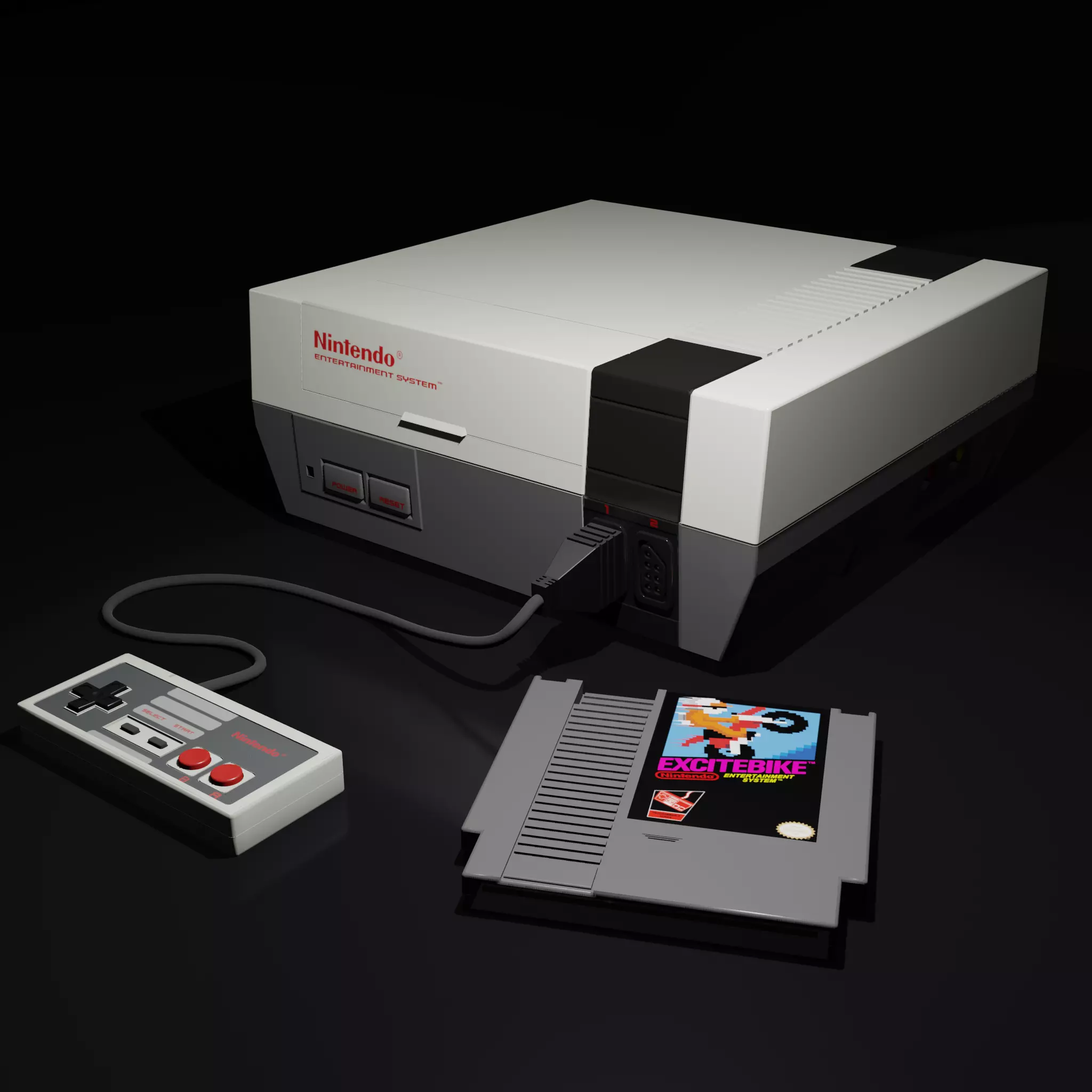 NES Nintendo Entertainment System Low-poly 3D model_0