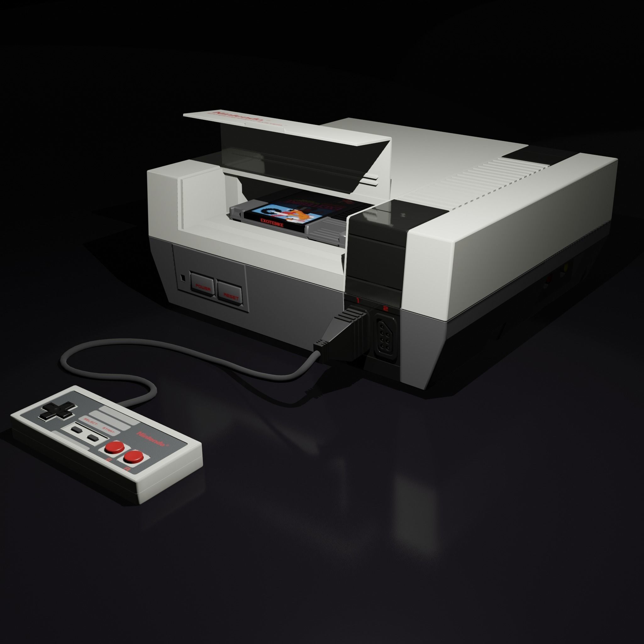 NES Nintendo Entertainment System Low-poly 3D model_1