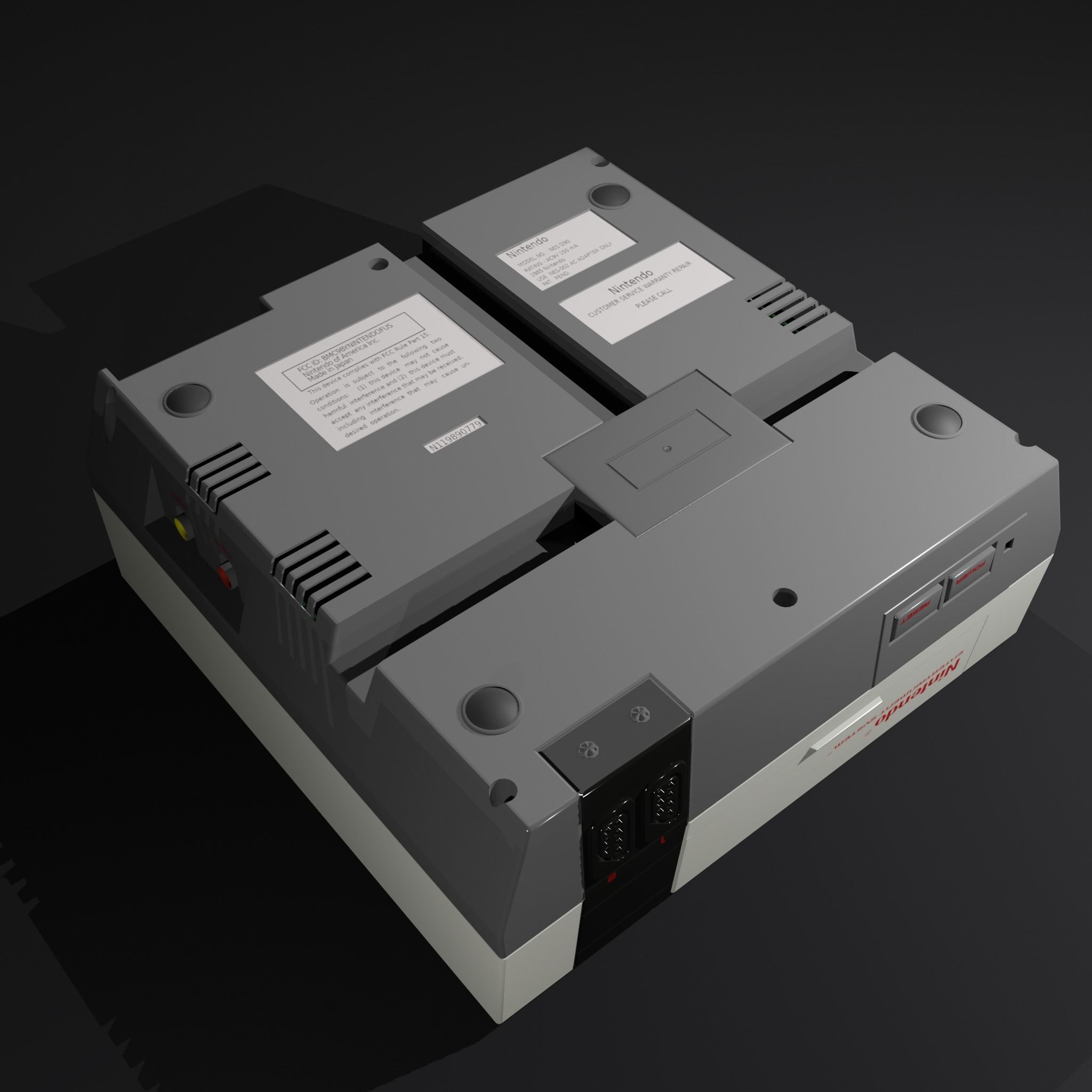 NES Nintendo Entertainment System Low-poly 3D model_4