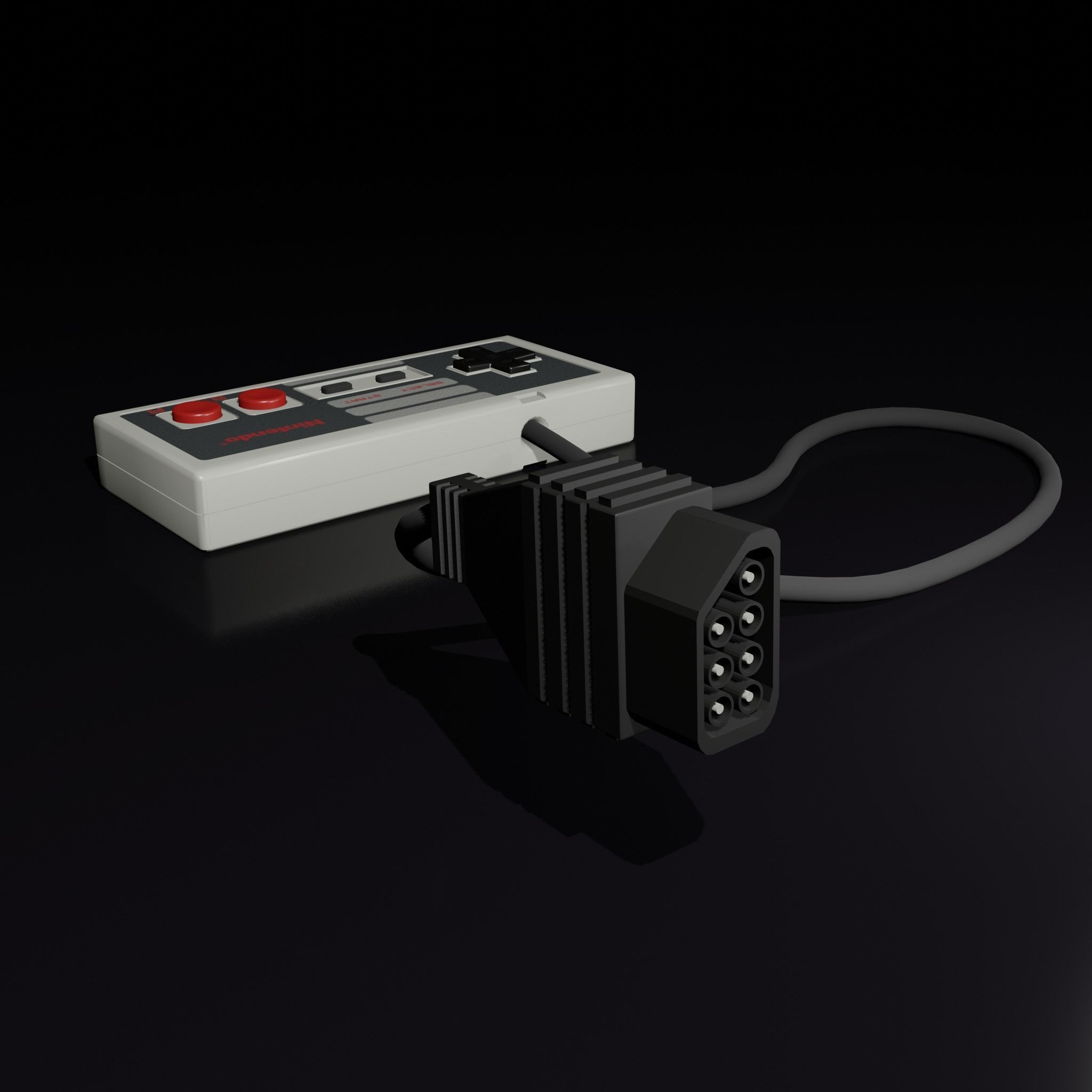 NES Nintendo Entertainment System Low-poly 3D model_13