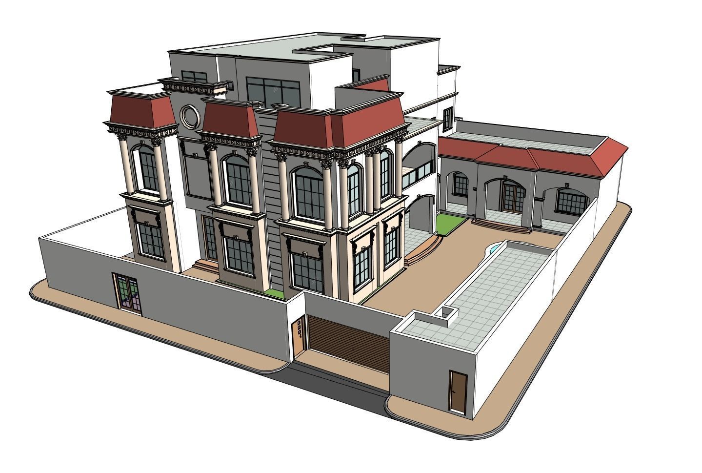 Classical Villa 3D model_2