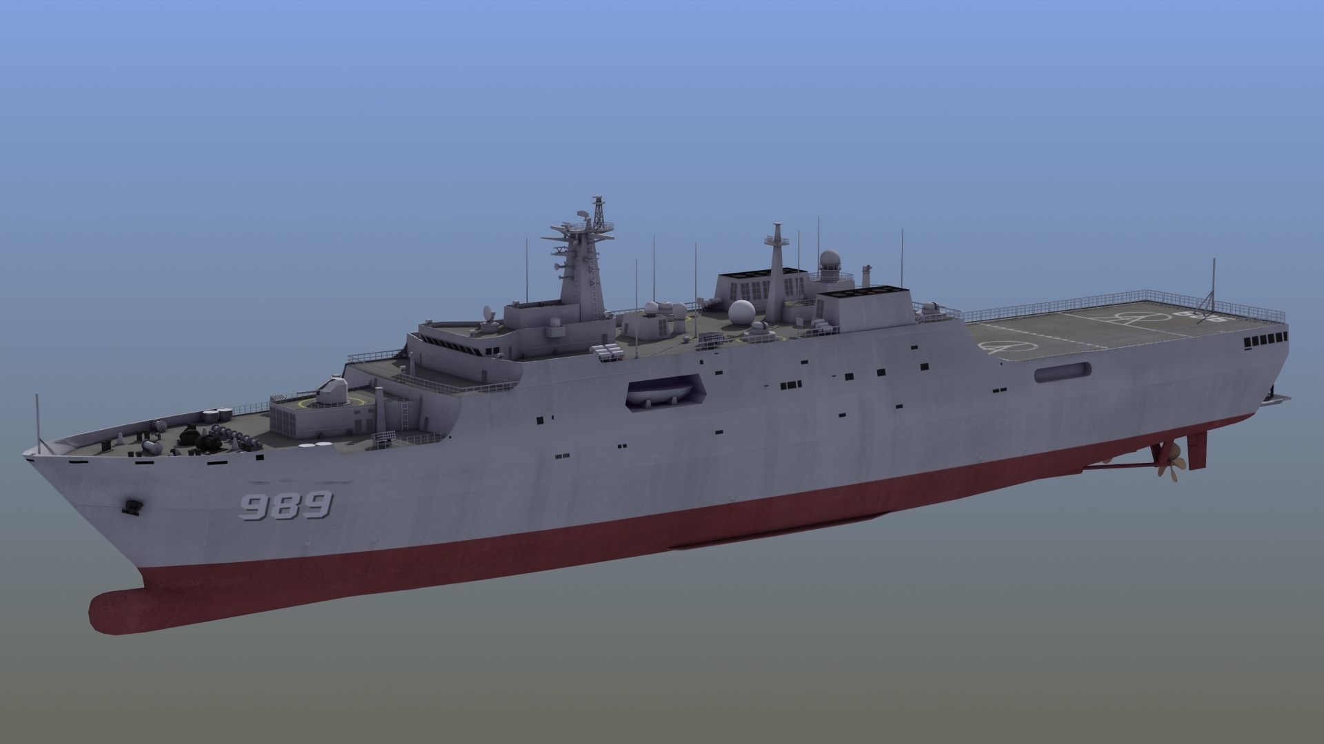 Type071 Amphibious Transport Dock 3D model_4