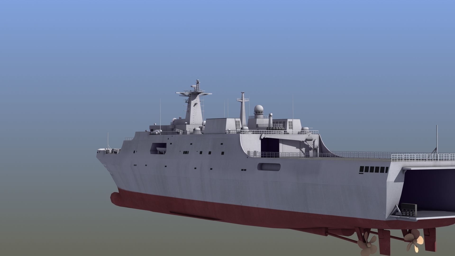 Type071 Amphibious Transport Dock 3D model_8