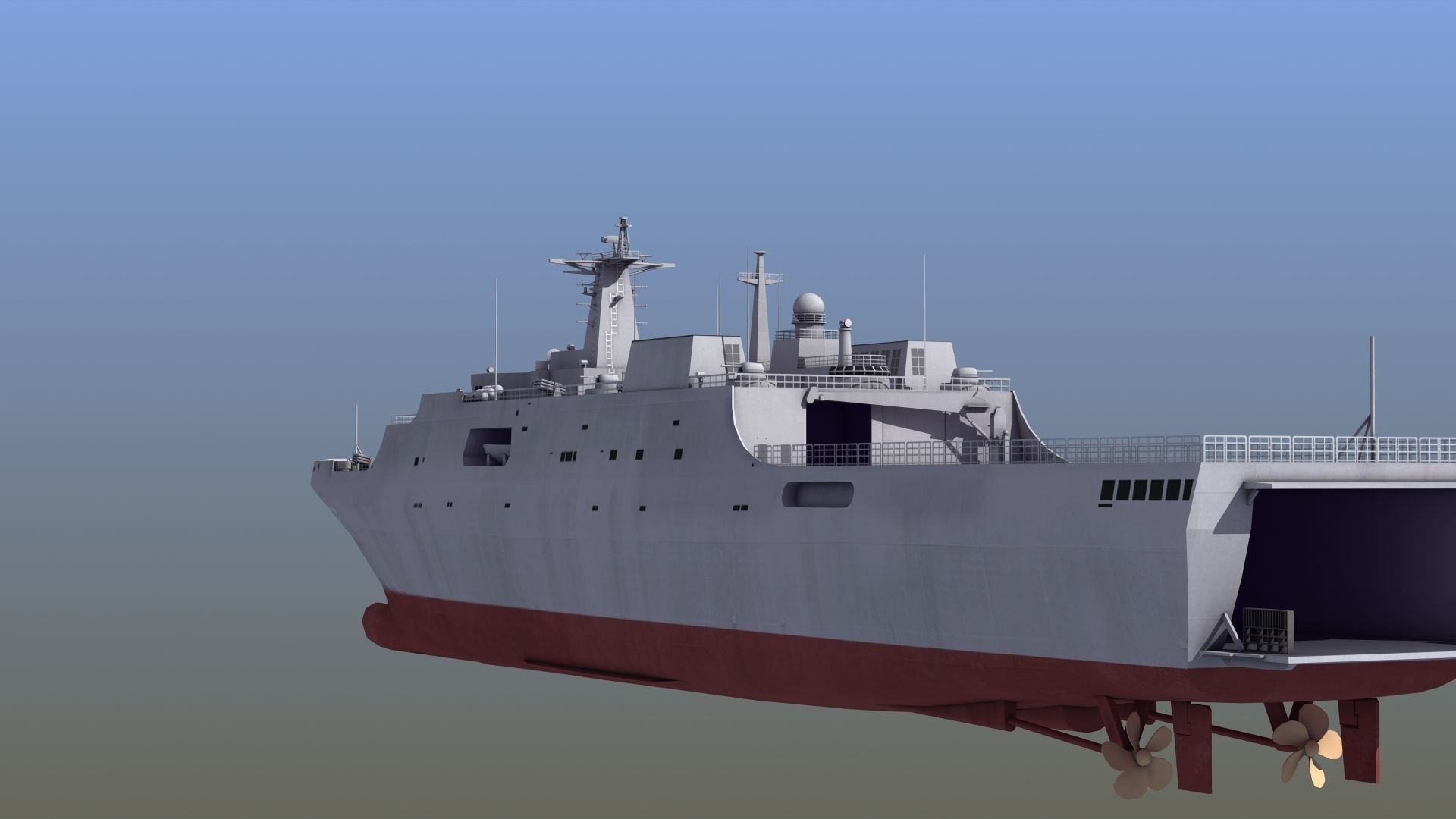 Type071 Amphibious Transport Dock 3D model_7