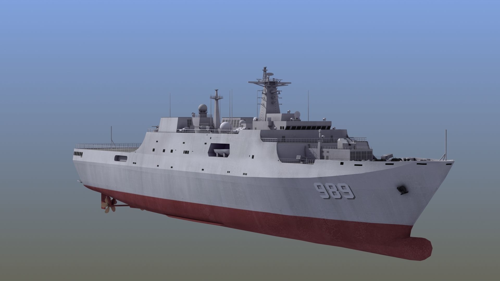 Type071 Amphibious Transport Dock 3D model_2