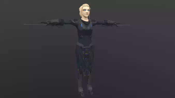 scifi female character Low-poly 3D model