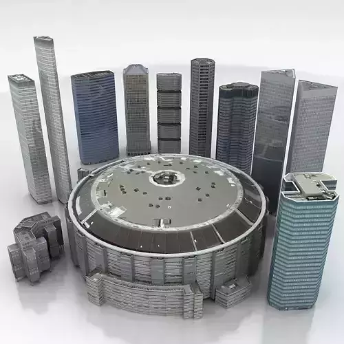 10 Buildings A Low-poly 3D model