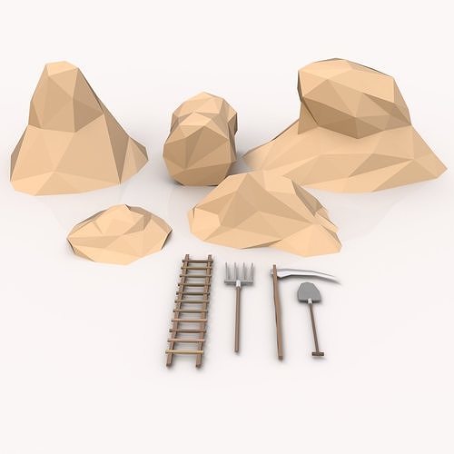 Stylised Lowpoly Farm Elements Decoration Hay Pile Cartoon Free low-poly 3D model
