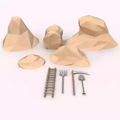 Stylised Lowpoly Farm Elements Decoration Hay Pile Cartoon Free low-poly 3D model