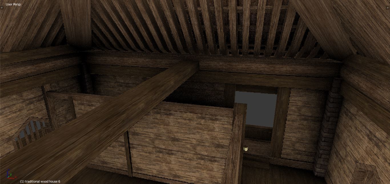 Medieval wood house 3 floors enterable 3D model_4