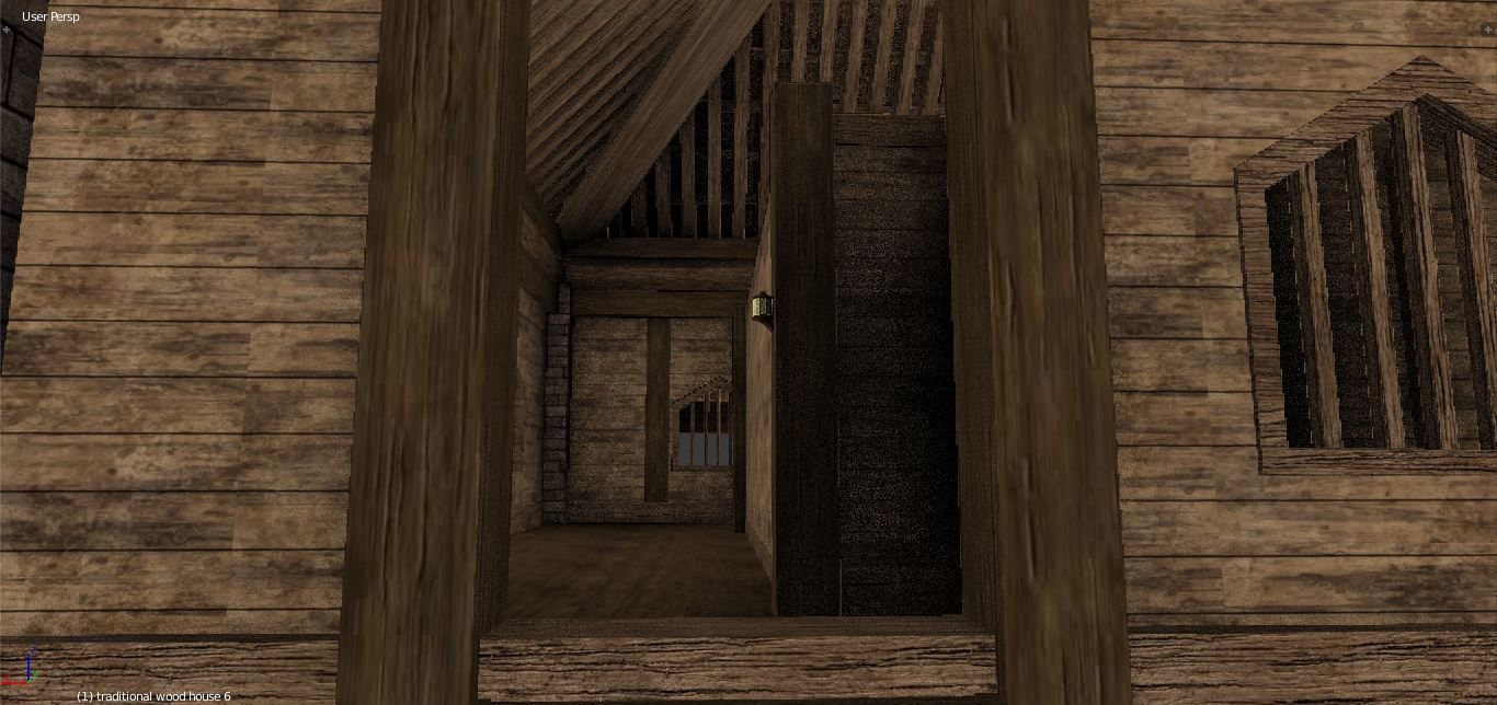 Medieval wood house 3 floors enterable 3D model_3