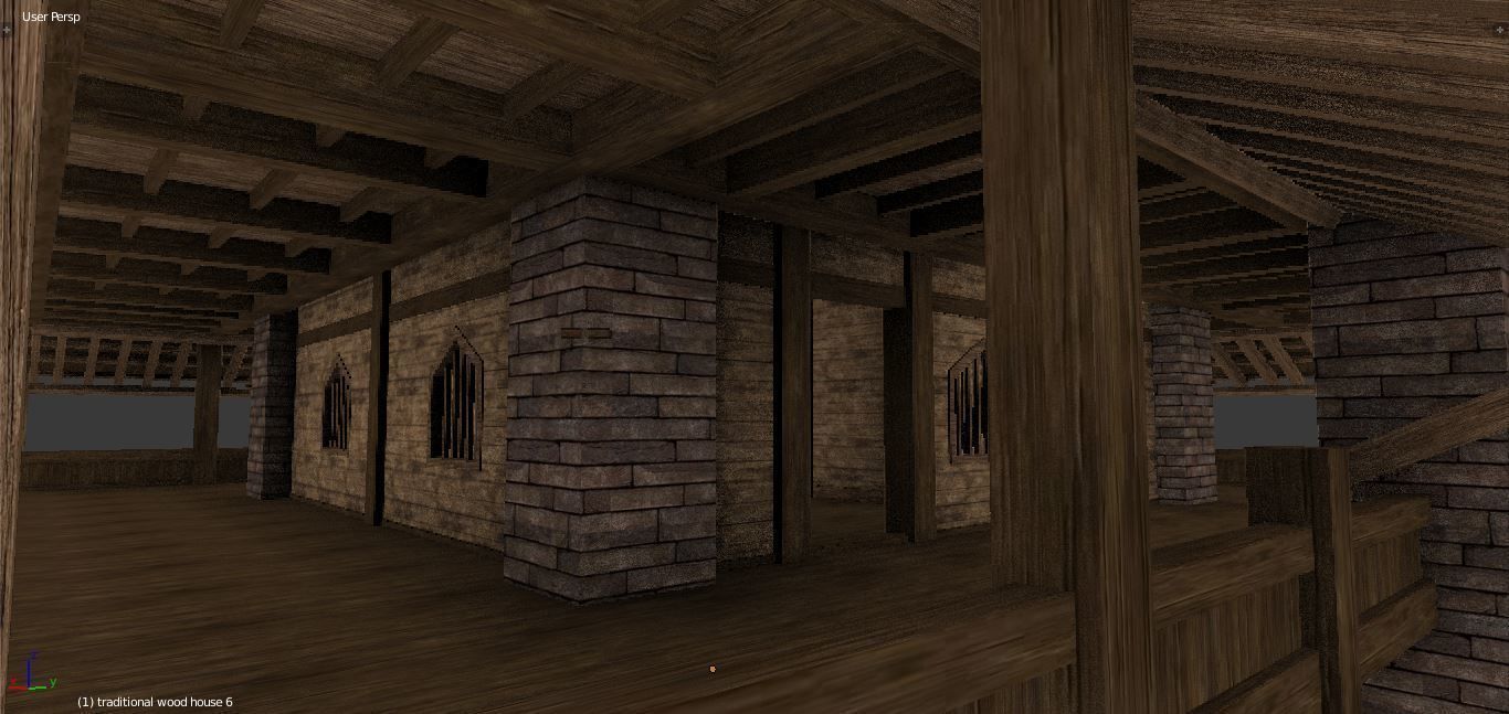 Medieval wood house 3 floors enterable 3D model_12