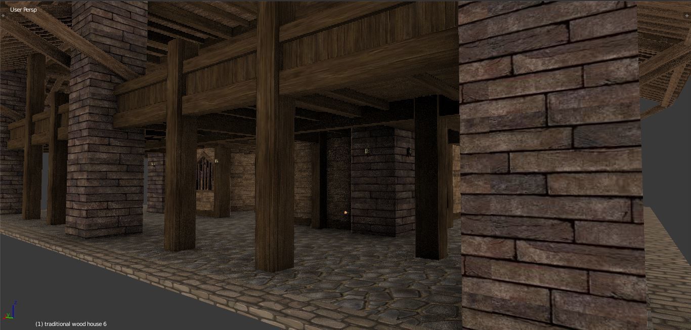 Medieval wood house 3 floors enterable 3D model_8