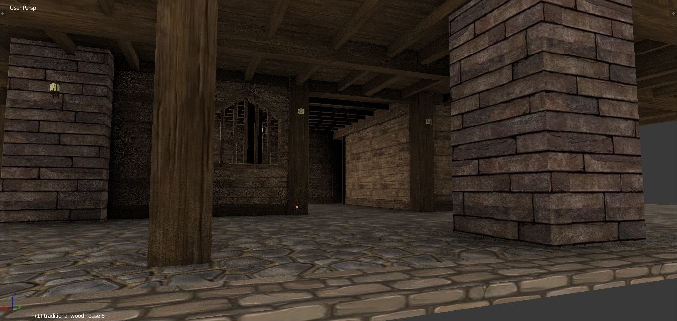 Medieval wood house 3 floors enterable 3D model_9