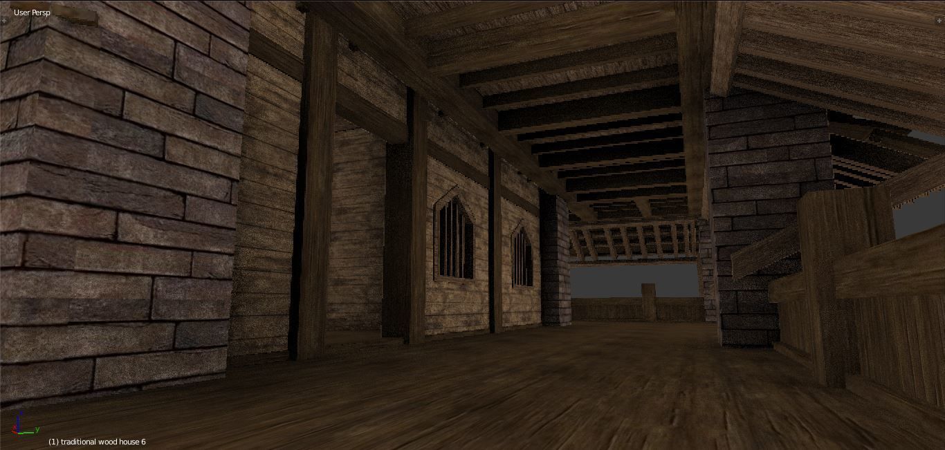 Medieval wood house 3 floors enterable 3D model_13