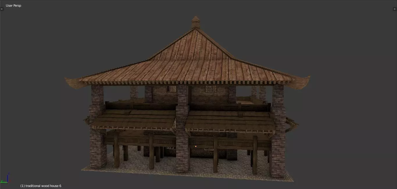 Medieval wood house 3 floors enterable 3D model_0