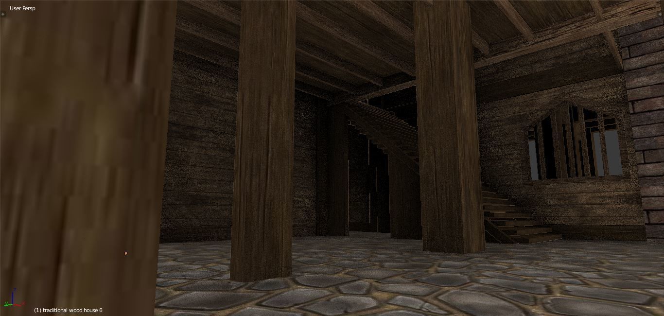 Medieval wood house 3 floors enterable 3D model_11