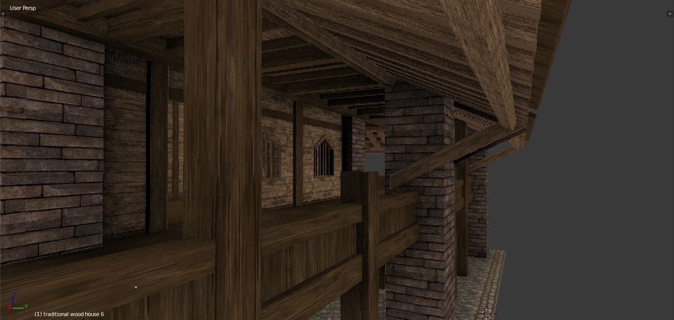 Medieval wood house 3 floors enterable 3D model_14
