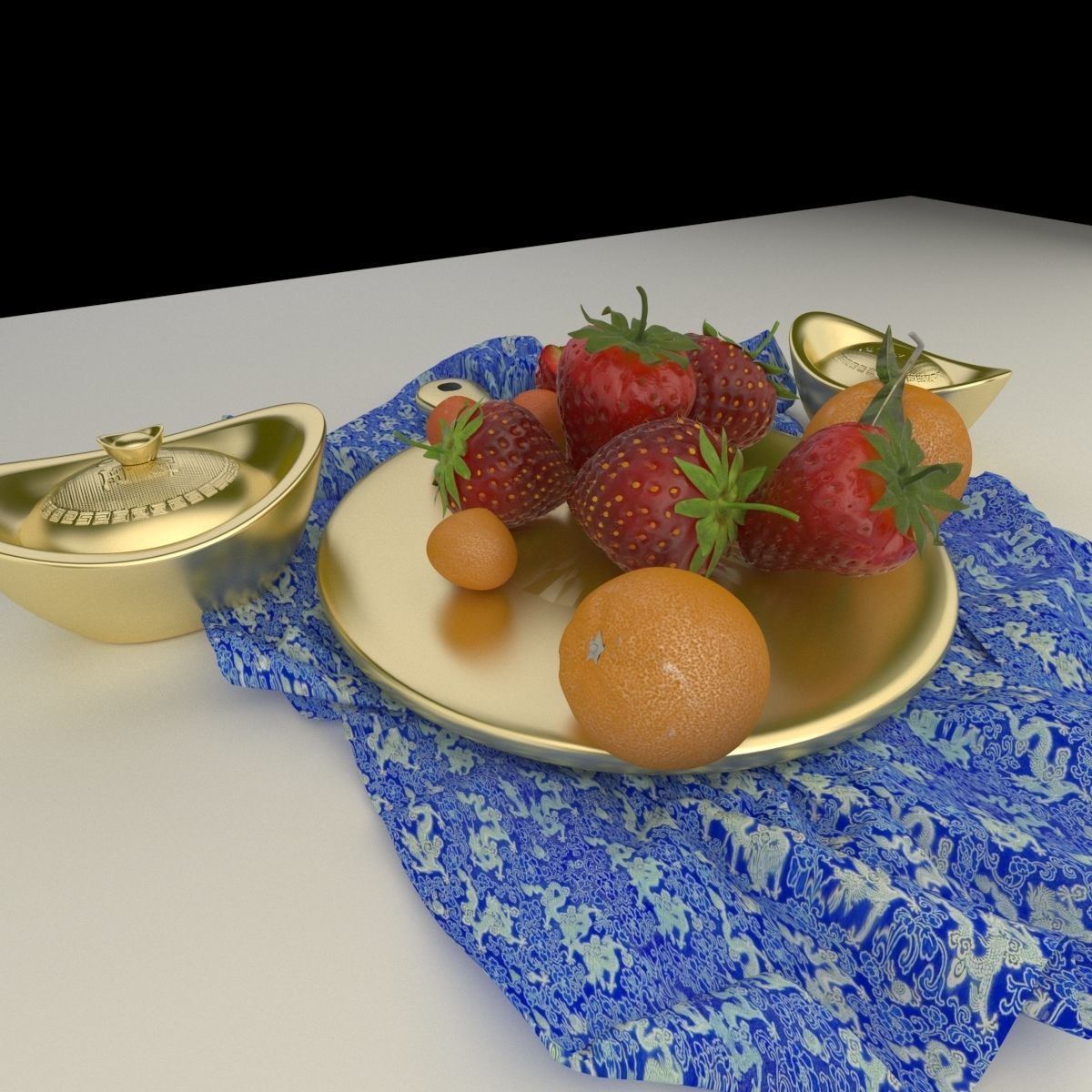 Chinese Gold Ingot 3D model_3