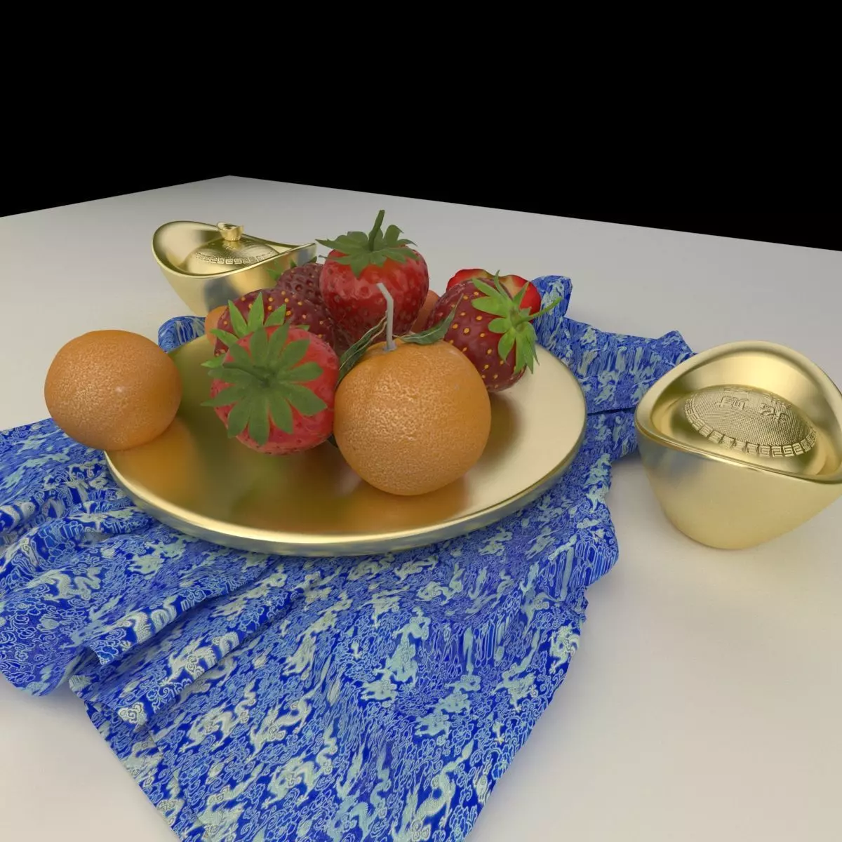 Chinese Gold Ingot 3D model_0