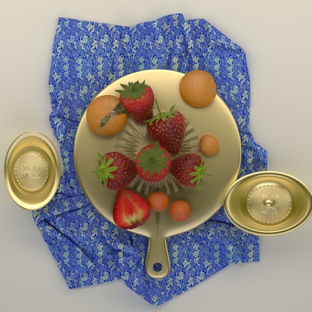 Chinese Gold Ingot 3D model_2