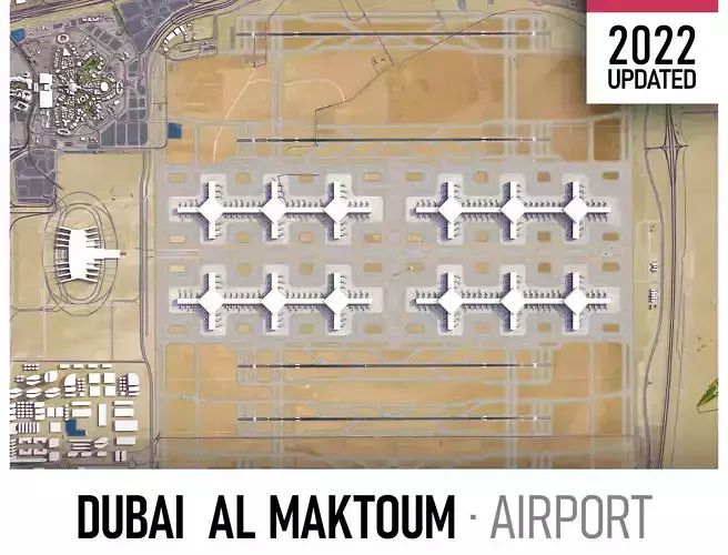 Dubai - Al Maktoum Airport Low-poly 3D model