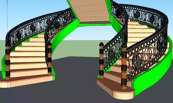 Classical spiral stair case 3d model 3D model