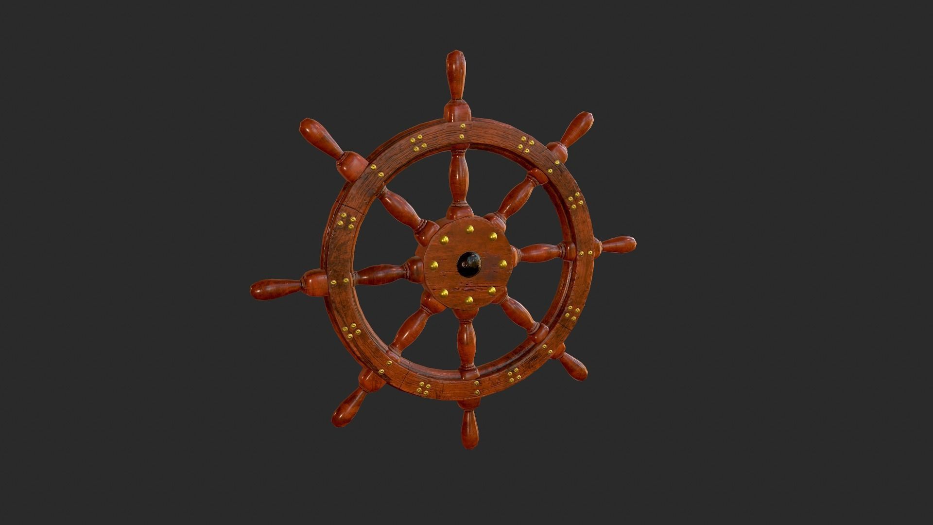 Shipwheel wooden ship wheel Free low-poly 3D model_5