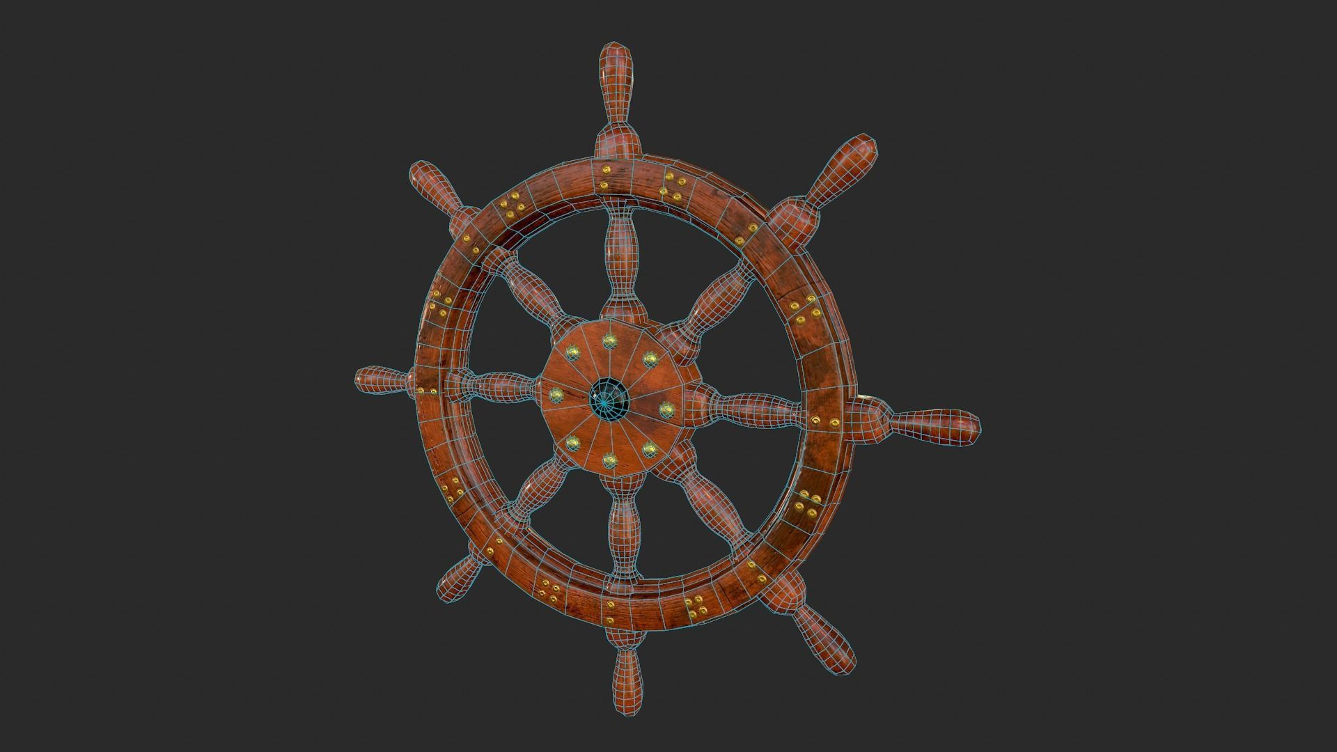 Shipwheel wooden ship wheel Free low-poly 3D model_4