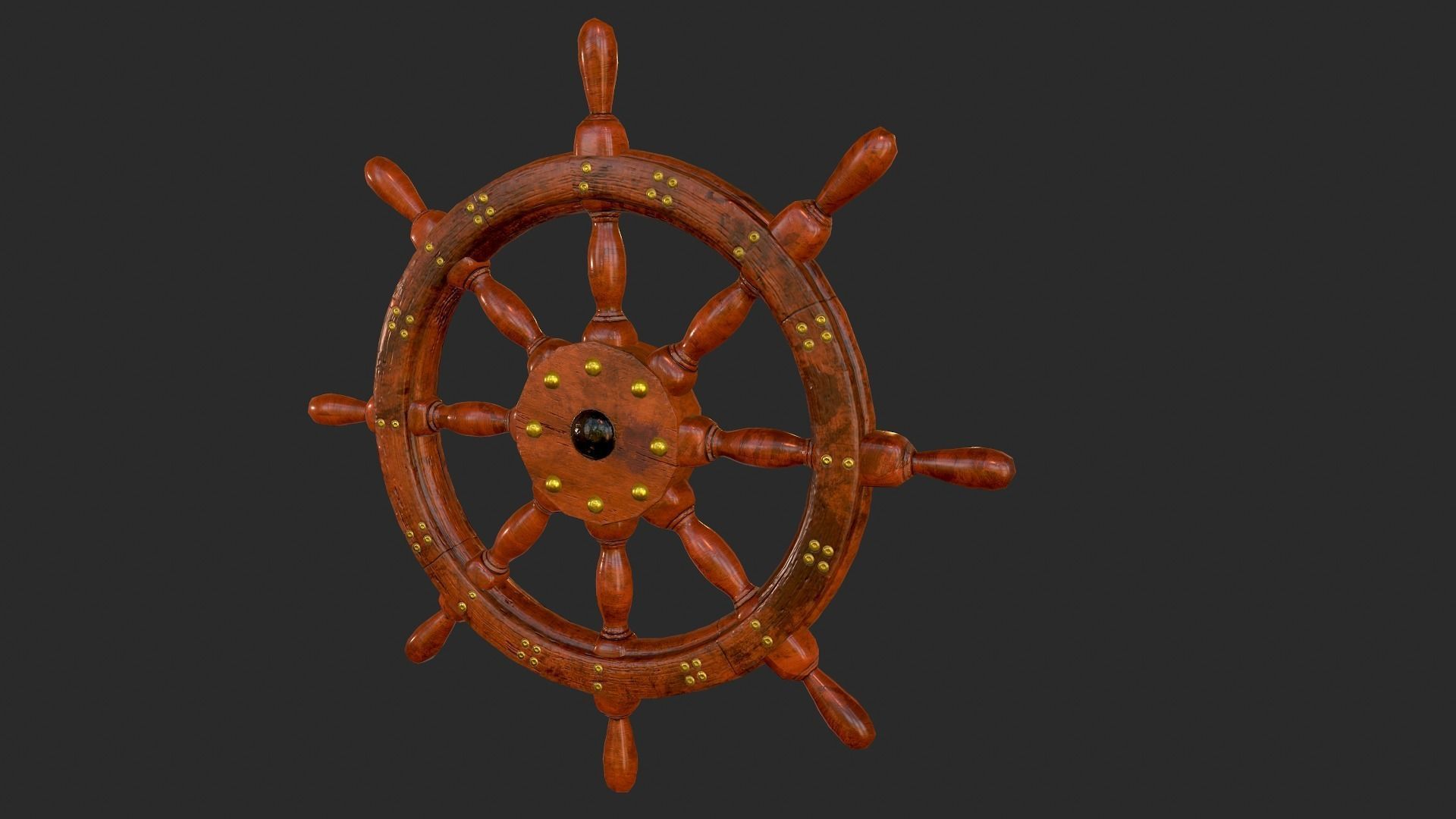 Shipwheel wooden ship wheel Free low-poly 3D model_2
