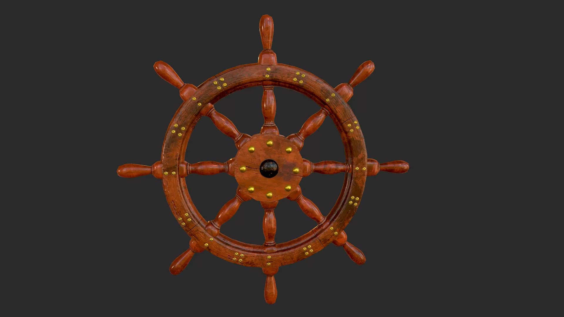 Shipwheel wooden ship wheel Free low-poly 3D model_0